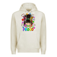 Oatmeal Heather LGBTQ+ Messy Bun With Colorful Stars Premium Hoodie - BundleAndBundleShop