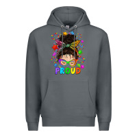 Rock LGBTQ+ Messy Bun With Colorful Stars Premium Hoodie - BundleAndBundleShop