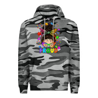 Slate Camo LGBTQ+ Messy Bun With Colorful Stars Premium Hoodie - BundleAndBundleShop