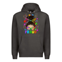 Smoke LGBTQ+ Messy Bun With Colorful Stars Premium Hoodie - BundleAndBundleShop
