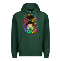 Sports Green LGBTQ+ Messy Bun With Colorful Stars Premium Hoodie - BundleAndBundleShop