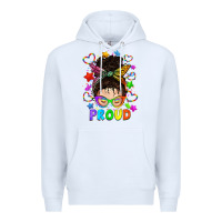 White LGBTQ+ Messy Bun With Colorful Stars Premium Hoodie - BundleAndBundleShop