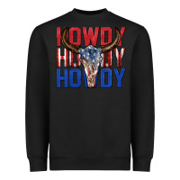 Black howdy howdy howdy 4th of july bull skull billie wi Heavyweight Sweatshirt - texasbilliewilder