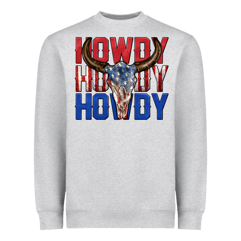 Howdy Howdy Howdy 4th Of July Bull Skull Billie Wi Heavyweight Sweatshirt by texasbilliewilder | Teevron