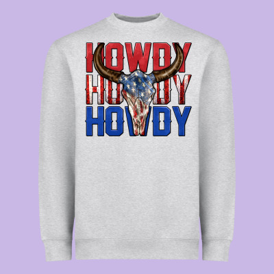 Heavyweight Sweatshirt howdy howdy howdy 4th of july bull skull billie wi
