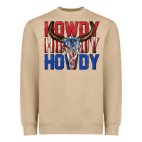 Mushroom howdy howdy howdy 4th of july bull skull billie wi Heavyweight Sweatshirt - texasbilliewilder