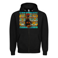 Black doberman with western background Zipper Hoodie - Artiststas
