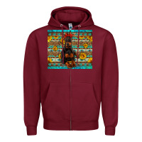 Burgundy doberman with western background Zipper Hoodie - Artiststas