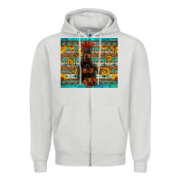 Dove Grey doberman with western background Zipper Hoodie - Artiststas