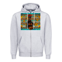 Heather Grey doberman with western background Zipper Hoodie - Artiststas