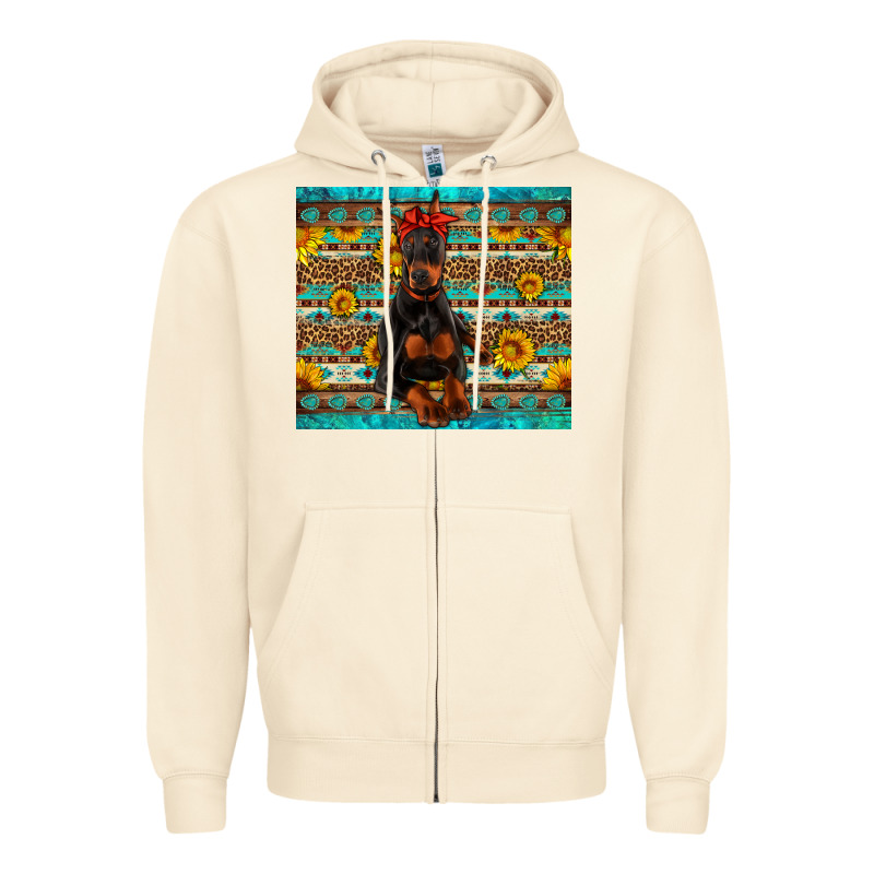 Doberman With Western Background Zipper Hoodie by Artiststas | Teevron