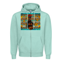 Seafoam doberman with western background Zipper Hoodie - Artiststas