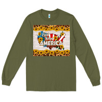 Army Green god bless america Long Sleeve Tee - HRA Design Shop
