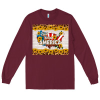 Burgundy god bless america Long Sleeve Tee - HRA Design Shop