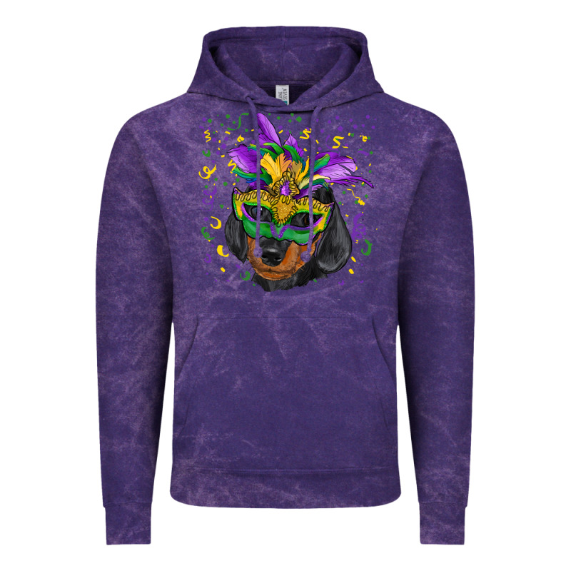 Mardi Gras Dachshund Puppy With Mask Vintage Hoodie by RanaPortraitStore | Teevron