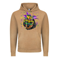 Vintage Camel Mardi Gras Dachshund Puppy with Mask Vintage Hoodie - RanaPortraitStore