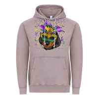 Vintage Zinc Mardi Gras Dachshund Puppy with Mask Vintage Hoodie - RanaPortraitStore