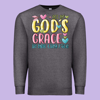 All Of God's Grace In One Tiny Face Premium Sweatshirt Designed By Maliassmallbusiness