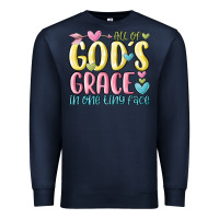 Navy all of god's grace in one tiny face Premium Sweatshirt - MaliasSmallBusiness