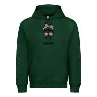 Forest Green Pink Flower on Cyan Background Mom Skull Urban Hoodie - Bettercallsaul