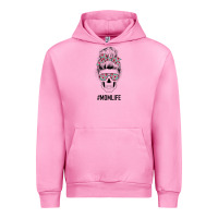 Fuchsia Pink Pink Flower on Cyan Background Mom Skull Urban Hoodie - Bettercallsaul