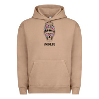 Pigment Burro Pink Flower on Cyan Background Mom Skull Urban Hoodie - Bettercallsaul