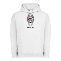 Pigment Lunar Rock Pink Flower on Cyan Background Mom Skull Urban Hoodie - Bettercallsaul
