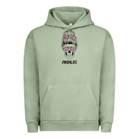 Pigment Oil Green Pink Flower on Cyan Background Mom Skull Urban Hoodie - Bettercallsaul
