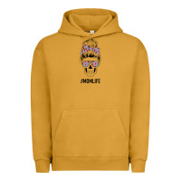 Pigment Peanut Butter Pink Flower on Cyan Background Mom Skull Urban Hoodie - Bettercallsaul