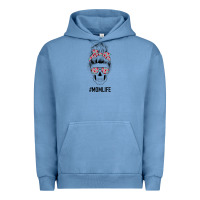 Pigment Pebble Blue Pink Flower on Cyan Background Mom Skull Urban Hoodie - Bettercallsaul