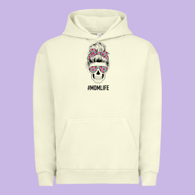 Pink Flower On Cyan Background Mom Skull Urban Hoodie Designed By Bettercallsaul