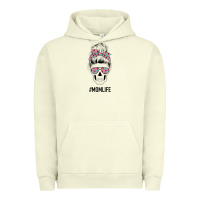 Pigment Pistachio Pink Flower on Cyan Background Mom Skull Urban Hoodie - Bettercallsaul