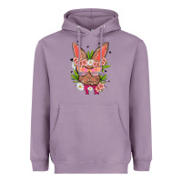 Lavender bunny with floral Heavyweight Hoodie - MaliasSmallBusiness