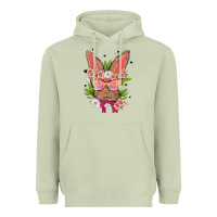 Matcha bunny with floral Heavyweight Hoodie - MaliasSmallBusiness
