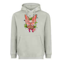 Moon Dust bunny with floral Heavyweight Hoodie - MaliasSmallBusiness