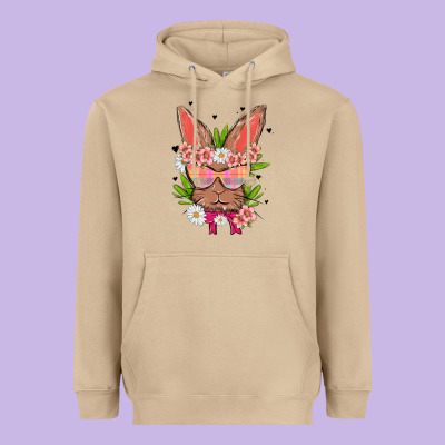 Bunny With Floral Heavyweight Hoodie Designed By Maliassmallbusiness