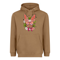Toasted Coconut bunny with floral Heavyweight Hoodie - MaliasSmallBusiness
