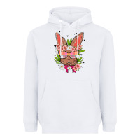 White bunny with floral Heavyweight Hoodie - MaliasSmallBusiness