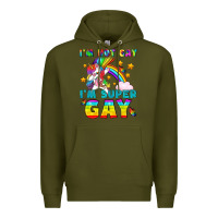 Army Green LGBTQ I'm Not Gay I'm Super Gay Premium Hoodie - BundleAndBundleShop