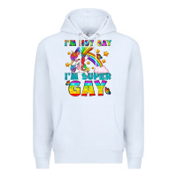 White LGBTQ I'm Not Gay I'm Super Gay Premium Hoodie - BundleAndBundleShop