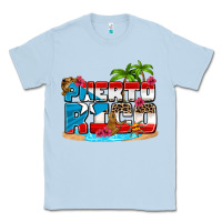 Dusty Blue puerto rico and flowers with frog Classic Tee - AdoDesignShop