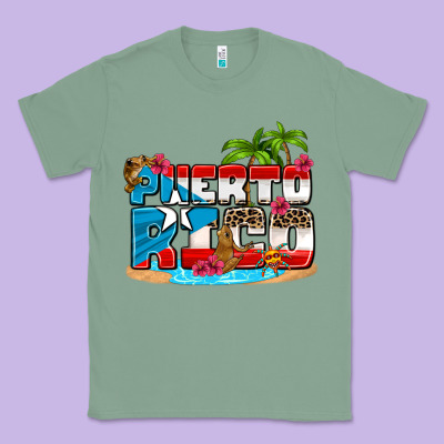 Puerto Rico And Flowers With Frog Classic Tee Designed By Adodesignshop