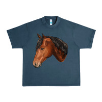 Midnight Navy horse Urban Heavy Tee - RanaPortraitStore