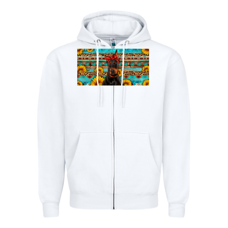 Doberman With Sunflowers License Plate Zipper Hoodie by Artiststas | Teevron