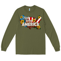 Army Green god bless america Long Sleeve Tee - HRA Design Shop