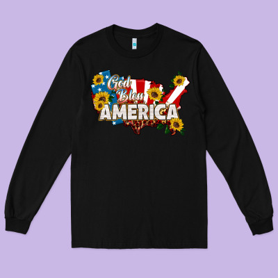 God Bless America Long Sleeve Tee Designed By Hra Design Shop