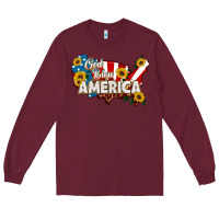 Burgundy god bless america Long Sleeve Tee - HRA Design Shop