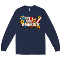 Navy god bless america Long Sleeve Tee - HRA Design Shop