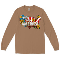 Toasted Coconut god bless america Long Sleeve Tee - HRA Design Shop