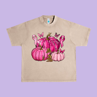 Breast Cancer We Wear Pink With Pumpkin And Ribbon Urban Heavy Tee Designed By Texasbilliewilder